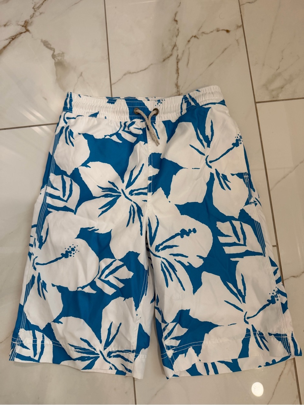 Blue and White Floral Kids Swim Shorts GAP XXL (14/16)